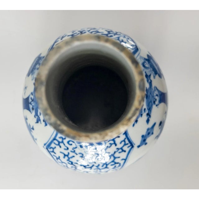 White 19th Century Chinese Blue and White Chinoiserie Vase For Sale - Image 8 of 13