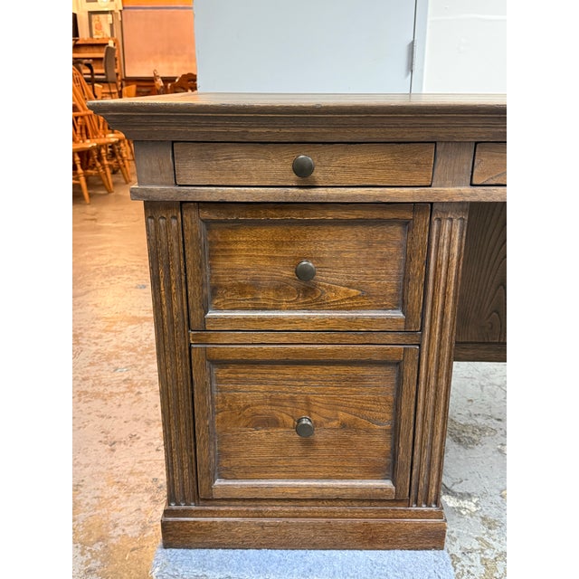 Brown Pottery Barn Livingston Executive Desk For Sale - Image 8 of 12