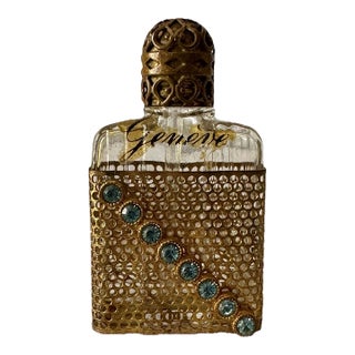 Vintage Early 20th Century Miniature Czechoslovakian “Czech/Boudoir”Geneve Perfume Bottle W/ Dauber For Sale