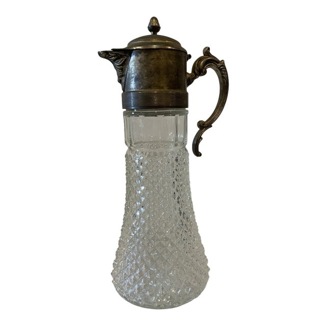 Vintage Diamond Point Silverplated Wine Claret For Sale