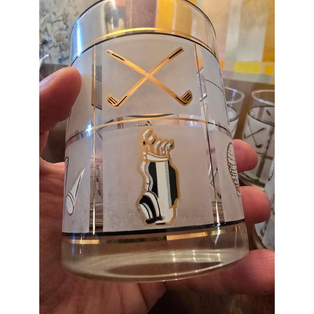 Glass Mid Century Vintage Glasses Barware 22k Gold Designer- Set of 4 For Sale - Image 7 of 9