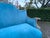 French 1970 French Louis XVI Pastel Beech Blue Velvet Settee For Sale - Image 3 of 15