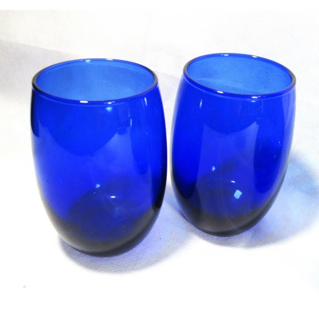 Mid 20th Century Mid 20th Century Mid Century Modern Cobalt Blue 1 Pitcher + 2 Wine Glasses For Sale - Image 5 of 13