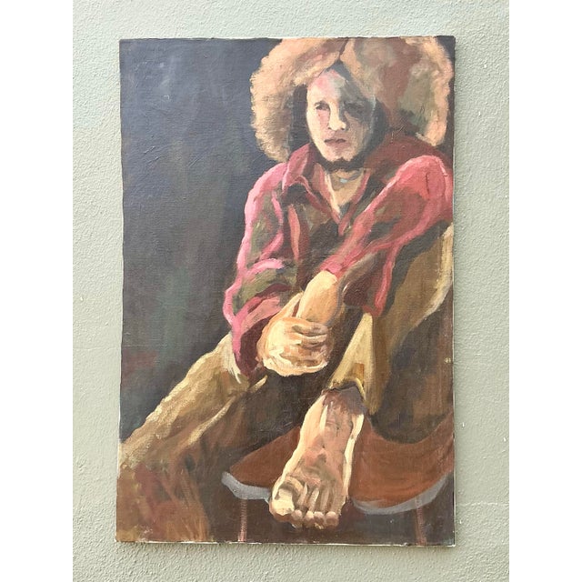 Vintage Monumental Original Portrait on Canvas For Sale In West Palm - Image 6 of 12