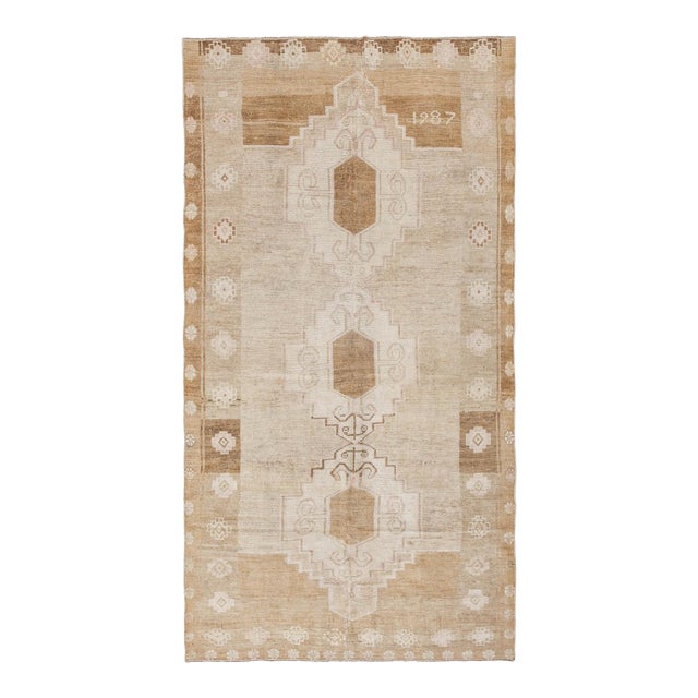 Vintage Washed Out Kars Wool Rug - 5`3" X 10`4" For Sale