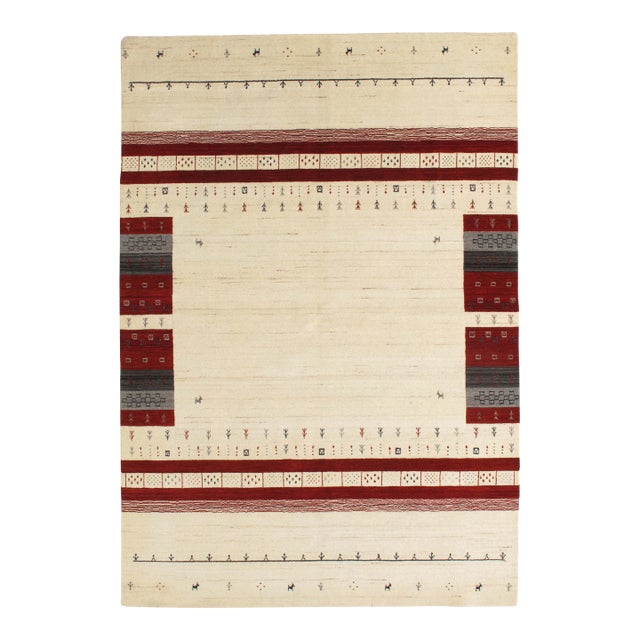 Vintage Hand-Knotted Persian Gabbeh Rug 5'6" X 8'0" For Sale