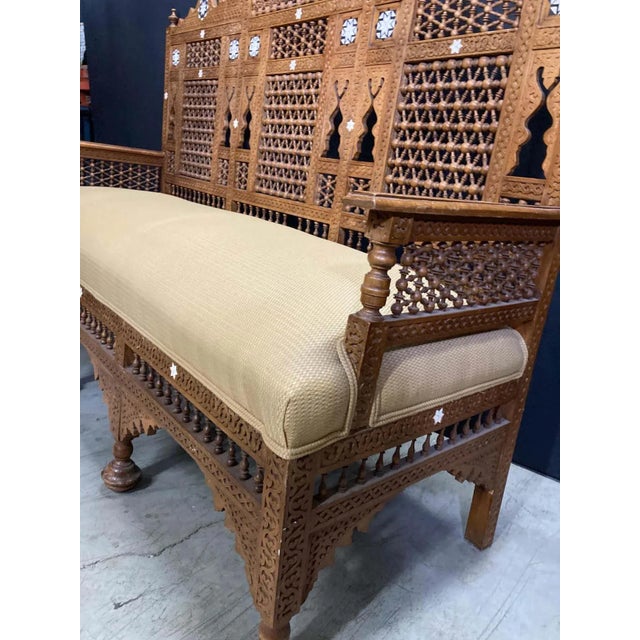 Brown Moorish Middle Eastern Moorish Arabian Style Settee For Sale - Image 8 of 13
