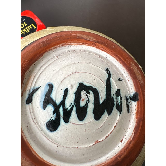 Mediterranean Studio Pottery Vessel With Semi-Precious Stone Adornments, Signed Maker Unknown For Sale - Image 9 of 9