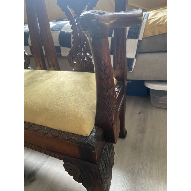 Victorian Antique Victorian Mahogany Chippendale-Style Children’s Loveseat (1870-1920s) For Sale - Image 3 of 9