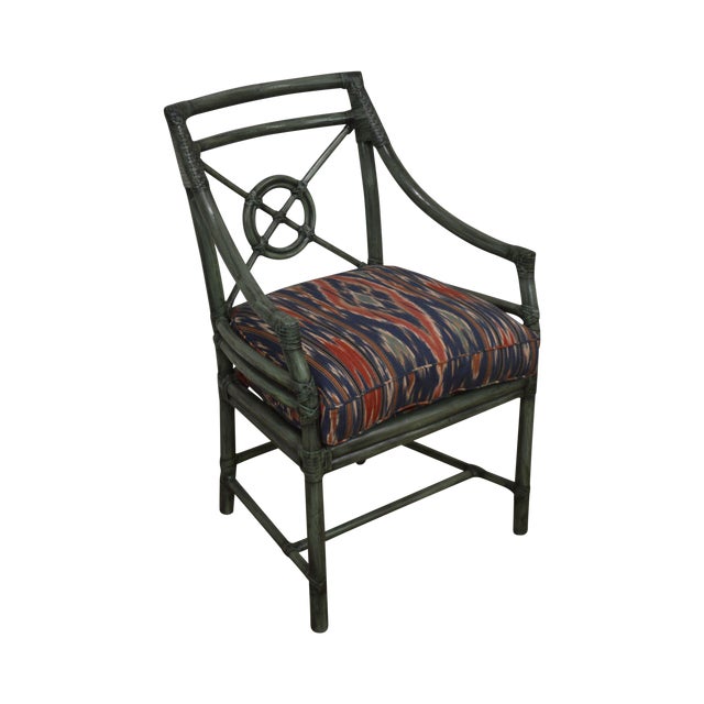 McGuire Green Rattan Target Back Armchair Chairish