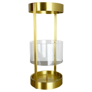 Hollywood Regency Brass and Acrylic Glass Umbrella Stand, Italy, 1970s For Sale
