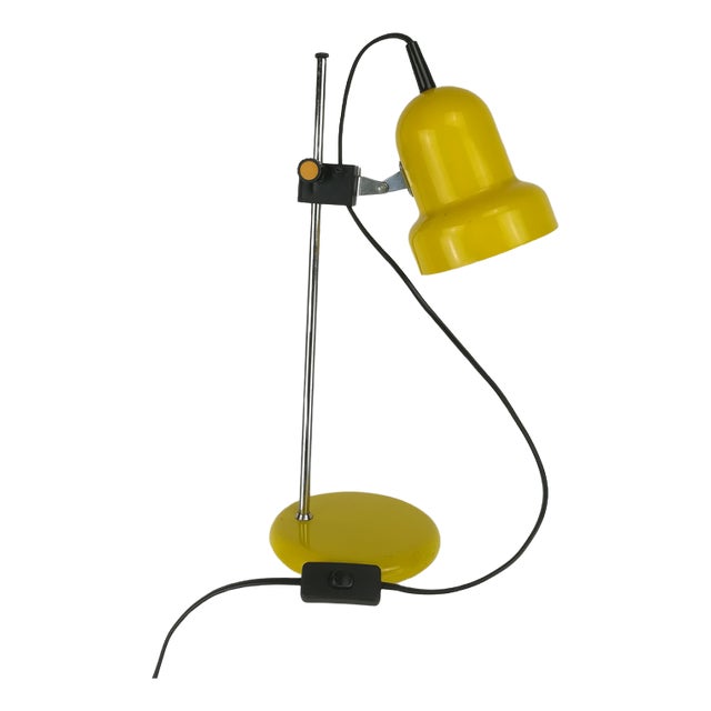 Table Lamp with Adjustable Shade in Yellow, 1970s For Sale