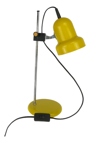 Table Lamp with Adjustable Shade in Yellow, 1970s