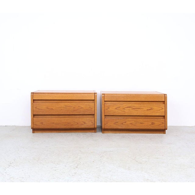 Vintage Oak Bedside Tables from Moser, Germany, 1970s, Set of 2 For Sale - Image 3 of 16