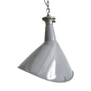 Industrial Elliptical Pendant Light by by Benjamin Crysteel, 1950s For Sale