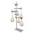 Large Vintage Industrial Weathered Laboratory Ring Stand Vase W/Five Long Neck Glass Flasks For Sale
