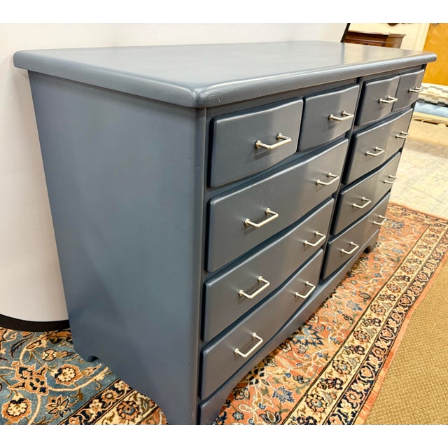 Late 20th Century Late 20th Century Hand Painted Blue Dresser Chest Handcrafted in Vt For Sale - Image 5 of 6