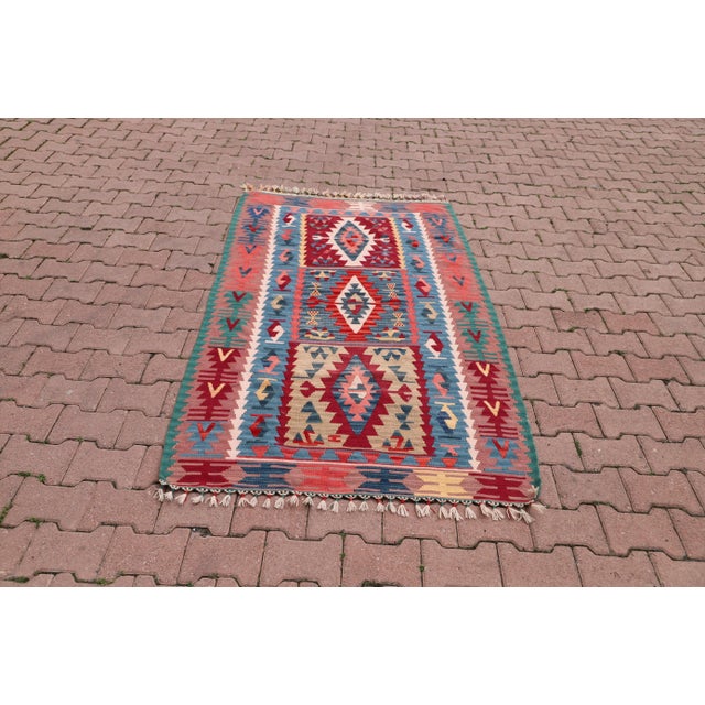 1960s Pastel Colorful Nomadic Antique Handmade Kilim Rug For Sale - Image 10 of 10