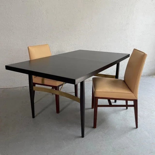 1950s t.h. Robsjohn-Gibbings Style Ebonized Mahagony Dining Table For Sale In New York - Image 6 of 8