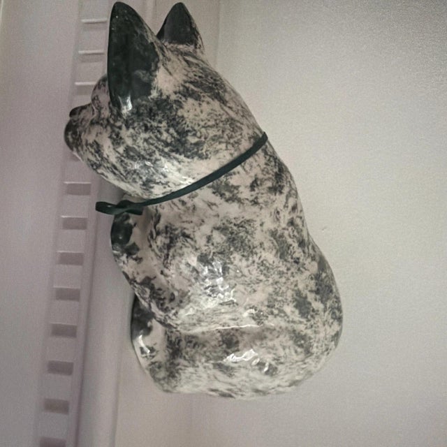 1970s 1970s Cute Mottled Green, Spongewear Ceramic Cat Statue For Sale - Image 5 of 5