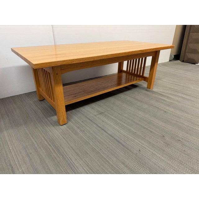 Mission Michael's Furniture Company Mission Style Oak Coffee Table For Sale - Image 3 of 16