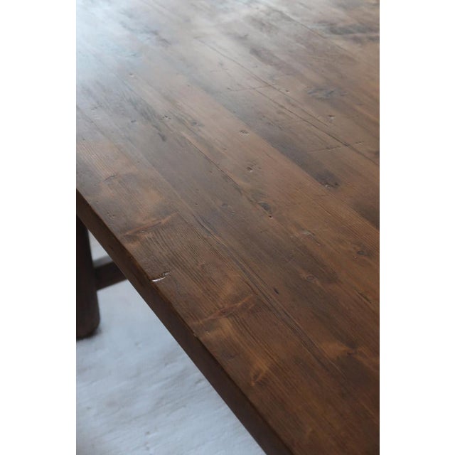 Brutalist Dining Table in Pine attributed to Georges Robert, France, 1960s For Sale - Image 10 of 14