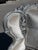 Silver Vintage Painted Silver Leaf Upholstered Wingback Chair For Sale - Image 8 of 14