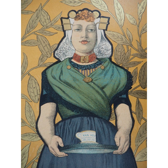 Modern Adolphe Willette, Van Houten, Woman and Cocoa, 1895, Original Lithograph For Sale - Image 3 of 9