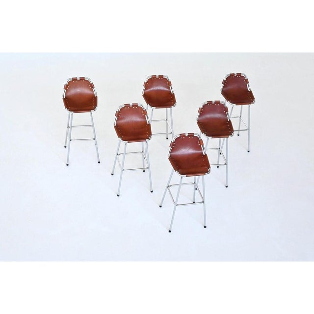 Brown Bar Stool in Leather Les Arcs Ski Resort by Charlotte Perriand, France, 1960s For Sale - Image 8 of 18
