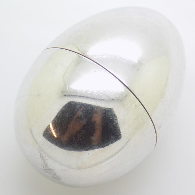 Vintage Italian Silver Egg Shaped Box, 1980s For Sale - Image 3 of 12