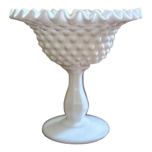 Vintage Fenton Milk Glass Hobnail Compote – Mid-Century Home Decor