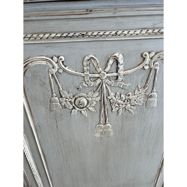 Wood French Country Painted Sideboard Buffet With Floral Motif For Sale - Image 7 of 9