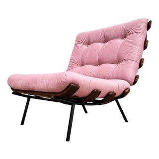 Brazilian Modern Wood Slat & Metal Frame Armchair, Moveis Pallar, 1950s For Sale