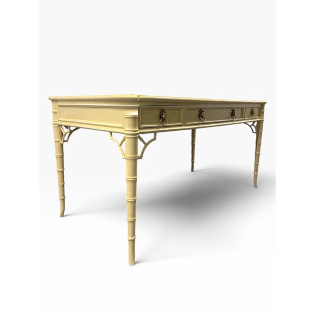 Mid-Century Modern 1970s Baker Furniture Chippendale Faux Bamboo Desk For Sale - Image 3 of 11