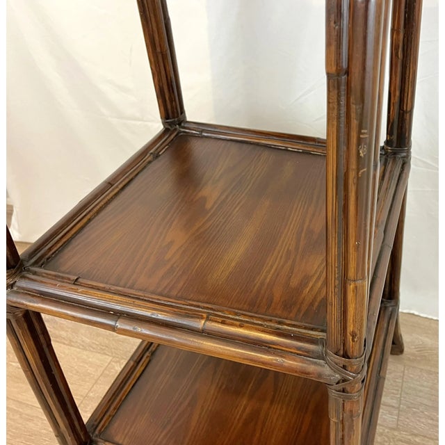 Vintage Bamboo Tiered Pagoda Étagère For Sale - Image 9 of 12