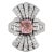 Late 20th Century Gia Certified Pink Sapphire and Diamond Vintage 18k Gold Vertical Ring Size 8.5 For Sale