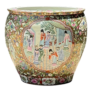 Vintage Chinese Rose Famile Large Planter