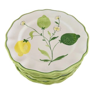 Vintage Italian Hand Painted Dinner Plates - Set of 11 For Sale