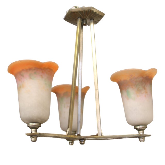 French Art Deco Ceiling Lamp from Noverdy, 1920s For Sale