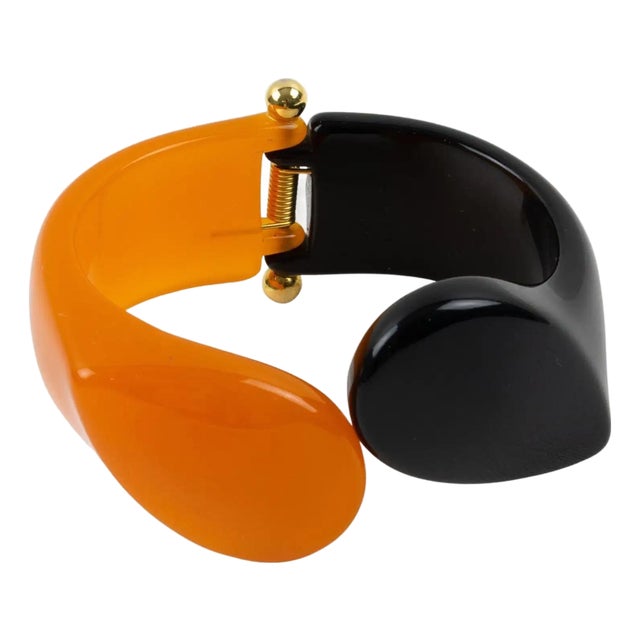 Angela Caputi Bi-Color Resin Clamper Bangle Bracelet For Sale