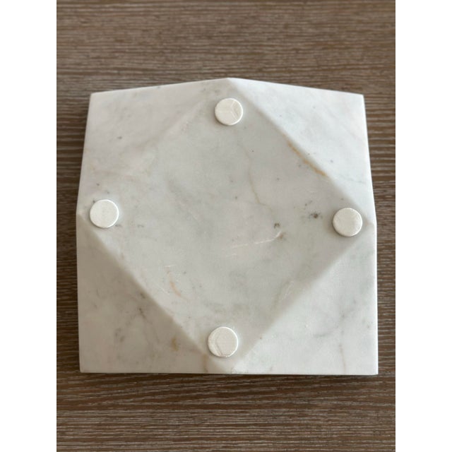 Faceted White Marble Square Bowl For Sale - Image 4 of 6