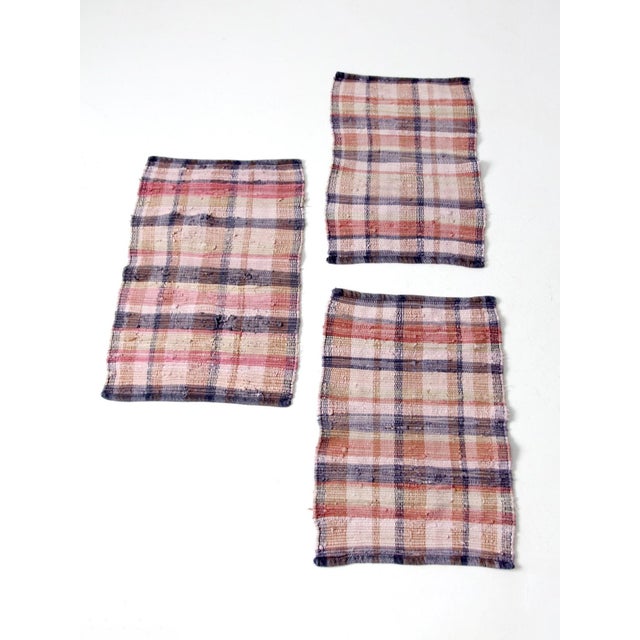 Textile Vintage Plaid Rag Rugs Set of 3 For Sale - Image 7 of 10