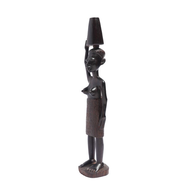 Ebony Carved Kenyan Ebony Village Figures, Set of Six, 1950-70 For Sale - Image 8 of 15