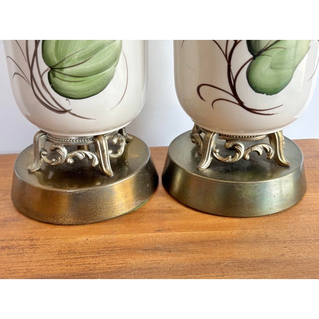 1940s 1940s Traditional Boudoir Floral Lamp - a Pair For Sale - Image 5 of 9