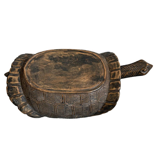 Tribal Vintage Burkina Faso Tropical Tribal Turtle Low Stool For Sale - Image 3 of 7