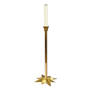 Mid 20th Century Yule Paige Lacquered Brass North Star Candlestick Buffet Table Lamp