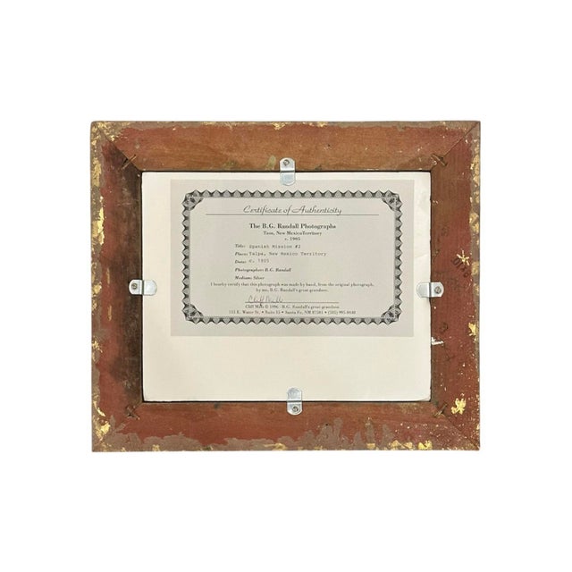 Vintage Gilt Framed Silver Gelatin / Black & White Photograph of a Spanish Mission in Taos, New Mexico by B. G. Randall For Sale - Image 4 of 5