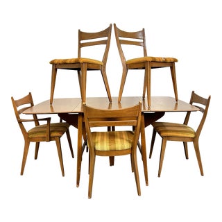 Heywood Wakefield Dining Set Drop Leaf With 5 Chairs 2 Leaves For Sale