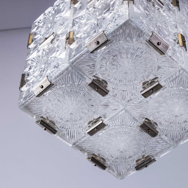 1960s Cast Glass Cube Pendant Lamp, 1960s For Sale - Image 5 of 10