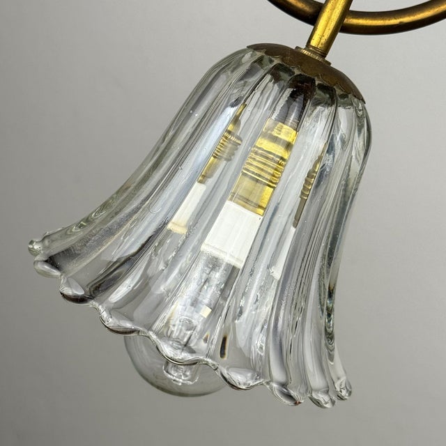 Vintage Murano Glass and Brass Chandelier, Italy, 1950s For Sale - Image 16 of 18